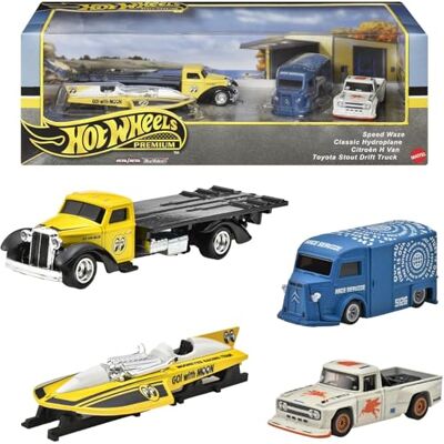 Hot Wheels Premium Collector Set de 4 véhicules moulés sous pression Speed Waze Hydroplane classique Citroën H Van Toyota Stout Drift Truck Hot Wheels Premium Collector Set de 4 véhicules moulés sous pression Speed Waze Hydroplane classique Citroën H Van Toyota Stout Drift Truck