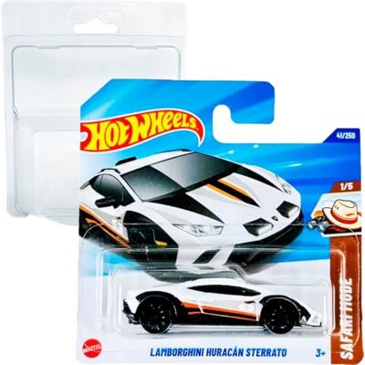 Hot Wheels Lamborghini Huracan Sterrato Safari Mode 1/5 HYW93 Carte courte Voiture de sport Blanc Mattel 2025-1:64 Hot Wheels Lamborghini Huracan Sterrato Safari Mode 1/5 HYW93 Carte courte Voiture de sport Blanc Mattel 2025-1:64