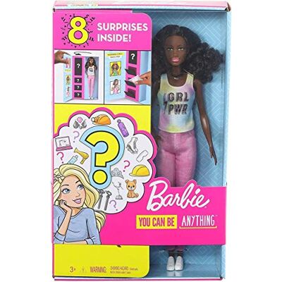 Barbie Métiers Surprise poupée Brune avec Débardeur, Pantalon Rose, et 8 Eléments pour Composer 2 Tenues, Jouet pour Enfant, GLH63 Multicolore Barbie Métiers Surprise poupée Brune avec Débardeur, Pantalon Rose, et 8 Eléments pour Composer 2 Tenues, Jouet pour Enfant, GLH63 Multicolore