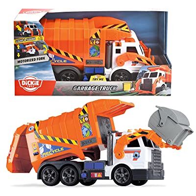 Camion à ordures orange Dickie Toys avec lumière et son - Véhicule jouet Camion à ordures orange Dickie Toys avec lumière et son - Véhicule jouet
