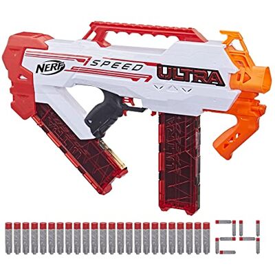 Nerf Blaster entièrement motorisé ultra rapide, 24 fléchettes AccuStrike, utilise des fléchettes ultra Nerf Blaster entièrement motorisé ultra rapide, 24 fléchettes AccuStrike, utilise des fléchettes ultra