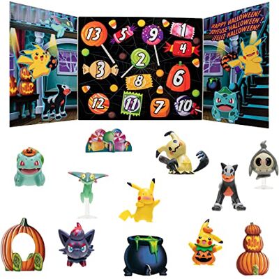 BANDAI Pokémon Calendrier de l'avent Halloween 8 figurines Pokémon et 5 accessoires Pikachu, Zorua, Malosse, Bulbizarre, Fantyrm, Skelénox et Mimiqui PKW2688 BANDAI Pokémon Calendrier de l'avent Halloween 8 figurines Pokémon et 5 accessoires Pikachu, Zorua, Malosse, Bulbizarre, Fantyrm, Skelénox et Mimiqui PKW2688