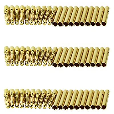 OliYin Lot de 30 paires de fiches banane mâles et femelles plaquées or de 2 mm pour batterie RC moteur ESC OliYin Lot de 30 paires de fiches banane mâles et femelles plaquées or de 2 mm pour batterie RC moteur ESC