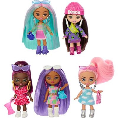Barbie Coffret Poupées Mannequins avec 5 Mini Extra Au Style Unique, Taille 8,3 Cm Chacune, avec Socle Et Accessoires, Jouet Enfant, A Partir De 3 Ans, HPN09 Barbie Coffret Poupées Mannequins avec 5 Mini Extra Au Style Unique, Taille 8,3 Cm Chacune, avec Socle Et Accessoires, Jouet Enfant, A Partir De 3 Ans, HPN09