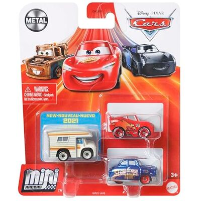 Mattel Disney Pixar Cars mini-véhicules, 3 petites voitures miniatures (Modèle aléatoire), jouet pour enfant, GKG01 Mattel Disney Pixar Cars mini-véhicules, 3 petites voitures miniatures (Modèle aléatoire), jouet pour enfant, GKG01