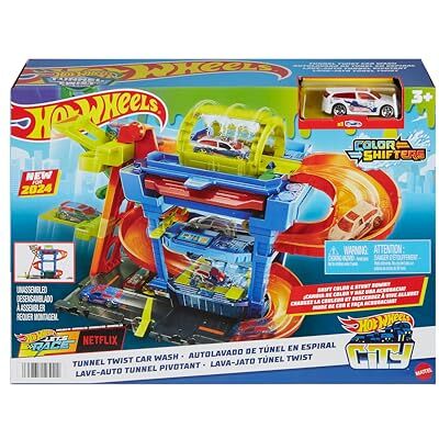 Hot Wheels Let's Race Netflix City HTN80 Kit de suivi de voiture avec 1 véhicule à changement de couleur à l'échelle 1:64 Hot Wheels Let's Race Netflix City HTN80 Kit de suivi de voiture avec 1 véhicule à changement de couleur à l'échelle 1:64