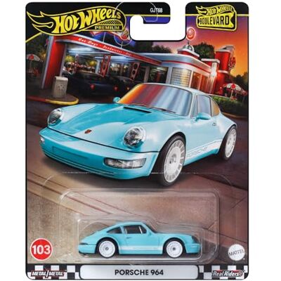 Hot Wheels Premium Boulevard Porsche 964 Diecast Car, Light Blue, 1:64 Scale Model Hot Wheels Premium Boulevard Porsche 964 Diecast Car, Light Blue, 1:64 Scale Model