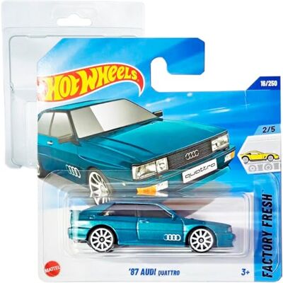 Hot Wheels 87 Audi Quattro Factory Fresh 2/5 HYW72 Carte courte Turquoise métallisé Mattel 2025-1:64 Hot Wheels 87 Audi Quattro Factory Fresh 2/5 HYW72 Carte courte Turquoise métallisé Mattel 2025-1:64
