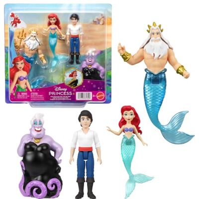 Mattel Disney Princess Coffret Personnages Ariel Coffret de 4 poupées inspirées du film à l’effigie d’Ariel sirène, du Prince Éric, d’Ursula et du Roi Triton et un trident, JHG84 Mattel Disney Princess Coffret Personnages Ariel Coffret de 4 poupées inspirées du film à l’effigie d’Ariel sirène, du Prince Éric, d’Ursula et du Roi Triton et un trident, JHG84