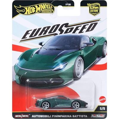 Hot Wheels Voiture jouet de collection Premium Car Culture, échelle 1:64 moulée sous pression Pininfarina Battista, véhicule Eurospeed avec pneus Real Riders Hot Wheels Voiture jouet de collection Premium Car Culture, échelle 1:64 moulée sous pression Pininfarina Battista, véhicule Eurospeed avec pneus Real Riders