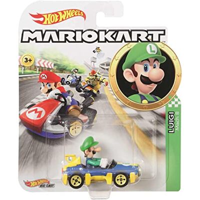 Hot Wheels Mario Kart mini-véhicule Luigi Mach 8 à l'échelle 1:64, inspiré par les personnages et voitures du jeu, jouet pour enfant, GBG27 Hot Wheels Mario Kart mini-véhicule Luigi Mach 8 à l'échelle 1:64, inspiré par les personnages et voitures du jeu, jouet pour enfant, GBG27