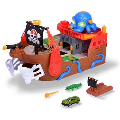 Dickie Toys Bateau pirate : bateau jouet complet (41,5 cm) pour enfants à partir de 3 ans avec circuit de voiture, effets spéciaux, lumière et son, convient comme jouet de bain et jouet de baignoire Dickie Toys Bateau pirate : bateau jouet complet (41,5 cm) pour enfants à partir de 3 ans avec circuit de voiture, effets spéciaux, lumière et son, convient comme jouet de bain et jouet de baignoire