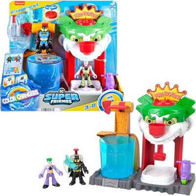 Fisher Price IMAGINEXT DC Super Friends Batman Maison Joker avec figurines qui changent de couleur dans l'eau chaude et glacée, pour enfants de 3 à 8 ans, HMX55 Fisher Price IMAGINEXT DC Super Friends Batman Maison Joker avec figurines qui changent de couleur dans l'eau chaude et glacée, pour enfants de 3 à 8 ans, HMX55