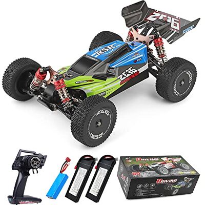Teeggi WLtoys 144001 Voiture télécommandée, 60 km/h Véhicule tout-terrain haute vitesse, batterie améliorée 2600 mAh, 1/14 4 WD Dérive RC Car, 3 batteries (Bleu) Teeggi WLtoys 144001 Voiture télécommandée, 60 km/h Véhicule tout-terrain haute vitesse, batterie améliorée 2600 mAh, 1/14 4 WD Dérive RC Car, 3 batteries (Bleu)