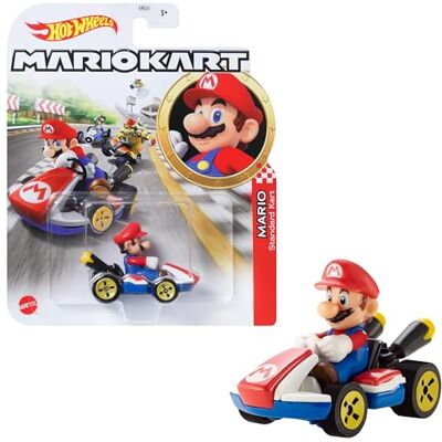 Hot Wheels Mattel Mario Kart Mini-véhicule Mario à l'échelle 1:64, inspiré par Les Personnages et Voitures du Jeu, Jouet pour Enfant, GBG26 Hot Wheels Mattel Mario Kart Mini-véhicule Mario à l'échelle 1:64, inspiré par Les Personnages et Voitures du Jeu, Jouet pour Enfant, GBG26