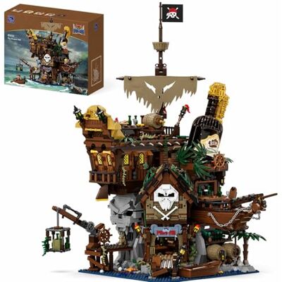 PANTASY Ensemble de Construction Taverne de Pirates, Architecture Modulaire d’Épave, avec Bar Terrasse, Bouteille Géante de Rhum – Kit de Blocs Nautiques pour Adultes PANTASY Ensemble de Construction Taverne de Pirates, Architecture Modulaire d’Épave, avec Bar Terrasse, Bouteille Géante de Rhum – Kit de Blocs Nautiques pour Adultes