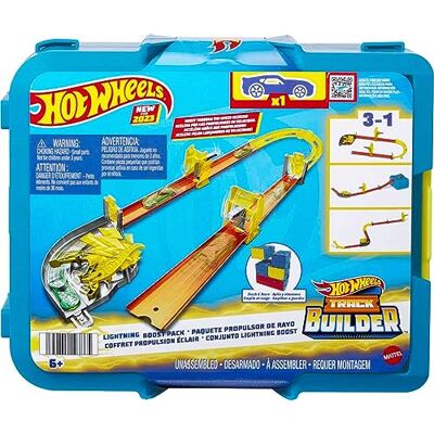 Hot Wheels Coffret Track Builder Éclair avec 1 Voiture, 12 Éléments De Piste, Boîte De Rangement Empilable, Thème De La Foudre, Jouet Enfant, Dès 4 Ans, HMC03 Hot Wheels Coffret Track Builder Éclair avec 1 Voiture, 12 Éléments De Piste, Boîte De Rangement Empilable, Thème De La Foudre, Jouet Enfant, Dès 4 Ans, HMC03
