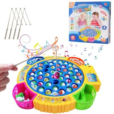 Aischens Jeu de Pêche à la Ligne Enfant, 45 Poissons et 4 Cannes à Pêche, Jeux de Pêche Électriques, Jouet de Pêche Musical avec Plateforme, Jeu Magnétique Éducatif Cadeau pour Garçons Filles 2-6 Ans Aischens Jeu de Pêche à la Ligne Enfant, 45 Poissons et 4 Cannes à Pêche, Jeux de Pêche Électriques, Jouet de Pêche Musical avec Plateforme, Jeu Magnétique Éducatif Cadeau pour Garçons Filles 2-6 Ans