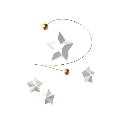 Flensted Mobiles Flensted Starry Night 4 Mobile en film sérigraphié et bois, couleur : blanc/or, dimensions : 26 x 25 cm, 163 A Flensted Mobiles Flensted Starry Night 4 Mobile en film sérigraphié et bois, couleur : blanc/or, dimensions : 26 x 25 cm, 163 A