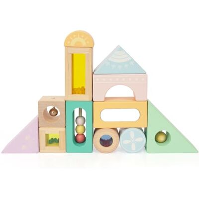 WOODENFUN Lot de 12 blocs de construction colorés pour enfants et bébés Composants sonores arc-en-ciel Tour empilable Montessori Jouet pour bébé à partir de 1 an (bleu) WOODENFUN Lot de 12 blocs de construction colorés pour enfants et bébés Composants sonores arc-en-ciel Tour empilable Montessori Jouet pour bébé à partir de 1 an (bleu)