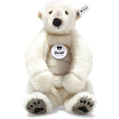 Steiff Nanouk 062605 Ours polaire en peluche assis, doudou pour jouer et câliner, bouton oreille, mobile et lavable, blanc Steiff Nanouk 062605 Ours polaire en peluche assis, doudou pour jouer et câliner, bouton oreille, mobile et lavable, blanc