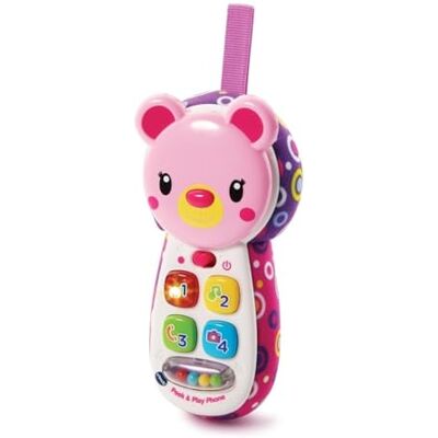 VTech Peek and Play Phone Jouet éducatif pour enfants avec téléphone portable, cadeau pour bébés, convient aux filles et garçons à partir de 3 mois, rose, 1 pièce VTech Peek and Play Phone Jouet éducatif pour enfants avec téléphone portable, cadeau pour bébés, convient aux filles et garçons à partir de 3 mois, rose, 1 pièce