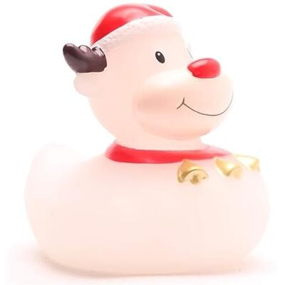 Duckshop I Canard de bain renne blanc I Canard de bain I L : 8,5 cm I Cadeau de Noël Duckshop I Canard de bain renne blanc I Canard de bain I L : 8,5 cm I Cadeau de Noël