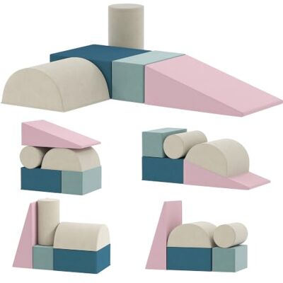 AIYAPLAY Parcours Motricité Bébé 5PCS Module en Mousse Souple Multicolore Housse en Velours, Blocs de Construction Éducatifs Antidérapants, Jouets Éducatifs Enfants d'Âge Préscolaire AIYAPLAY Parcours Motricité Bébé 5PCS Module en Mousse Souple Multicolore Housse en Velours, Blocs de Construction Éducatifs Antidérapants, Jouets Éducatifs Enfants d'Âge Préscolaire