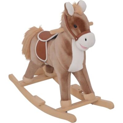 HOMCOM Cheval à Bascule Selle Grand Confort pour Enfants 36+Mois Marron Cheval de Cowboy, Peluche Courte Douce, Bois Peuplier, Charge 40 Kg HOMCOM Cheval à Bascule Selle Grand Confort pour Enfants 36+Mois Marron Cheval de Cowboy, Peluche Courte Douce, Bois Peuplier, Charge 40 Kg