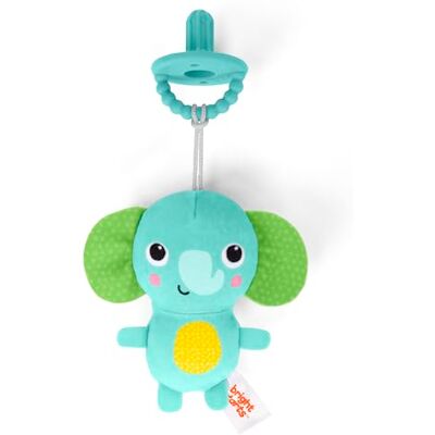 Bright Starts , Jouet de dentition avec éléphant en peluche avec anneau de dentition en silicone amovible, unisexe, bébé Bright Starts , Jouet de dentition avec éléphant en peluche avec anneau de dentition en silicone amovible, unisexe, bébé