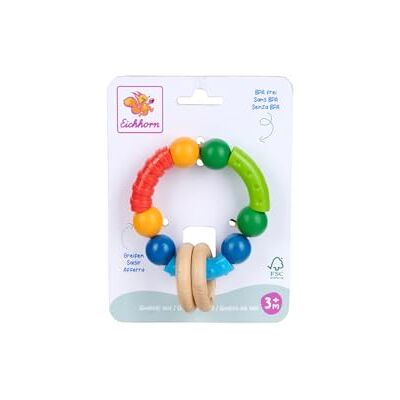 Eichhorn Hochet pour bébé Jouet de préhension en bois et silicone Favorise les premières capacités motrices et exercices de préhension Bois de hêtre certifié FSC 9 x 11 cm À partir de 3 mois Eichhorn Hochet pour bébé Jouet de préhension en bois et silicone Favorise les premières capacités motrices et exercices de préhension Bois de hêtre certifié FSC 9 x 11 cm À partir de 3 mois