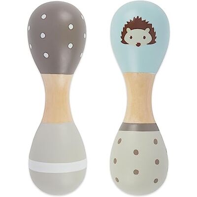 BIECO Hochet en bois pour bébé Hérisson Lot de 2 haltères 19 cm Instrument de musique Hochet en bois pour bébé de 0 à 6 mois BIECO Hochet en bois pour bébé Hérisson Lot de 2 haltères 19 cm Instrument de musique Hochet en bois pour bébé de 0 à 6 mois