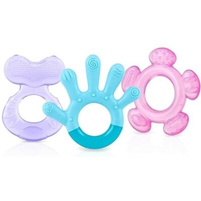 Nuby Ensemble Anneaux 3 Étapes, Jouet de Dentition Bébé, +3 Mois, Fille Anneau de dentition compatible au réfrigérateur, multiples surfaces, stimule la motricité orale & apaise les gencives de bébé Nuby Ensemble Anneaux 3 Étapes, Jouet de Dentition Bébé, +3 Mois, Fille Anneau de dentition compatible au réfrigérateur, multiples surfaces, stimule la motricité orale & apaise les gencives de bébé