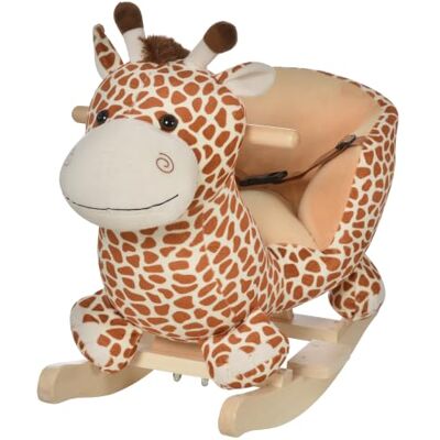 HOMCOM Jouet à Bascule modèle girafon pour Enfant 18+Mois Marron Beige Ceinture de Sécurité, Fonction Musicale, 32 Pistes HOMCOM Jouet à Bascule modèle girafon pour Enfant 18+Mois Marron Beige Ceinture de Sécurité, Fonction Musicale, 32 Pistes