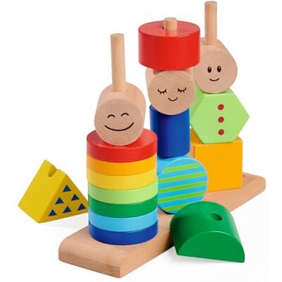 Eichhorn Figurines de jeu à emboîter Jouet de motricité avec 18 pièces, couleurs et formes joyeuses à clipser sur la balançoire, favorise la créativité et la coordination, en bois de hêtre, coloré Eichhorn Figurines de jeu à emboîter Jouet de motricité avec 18 pièces, couleurs et formes joyeuses à clipser sur la balançoire, favorise la créativité et la coordination, en bois de hêtre, coloré