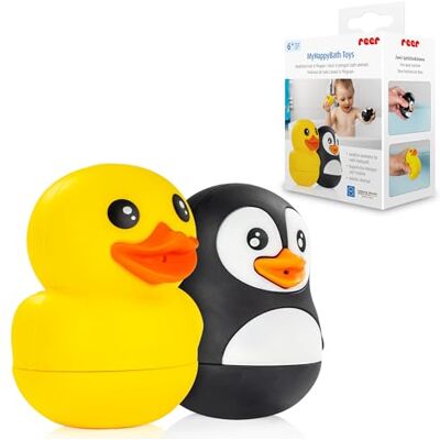 Reer MyHappyBath Toys Animaux de bain canard et pingouin Jouet de bain pour bébés et enfants à partir de 6 mois Animaux éclaboussés Jouet amusant pour baignoire Reer MyHappyBath Toys Animaux de bain canard et pingouin Jouet de bain pour bébés et enfants à partir de 6 mois Animaux éclaboussés Jouet amusant pour baignoire