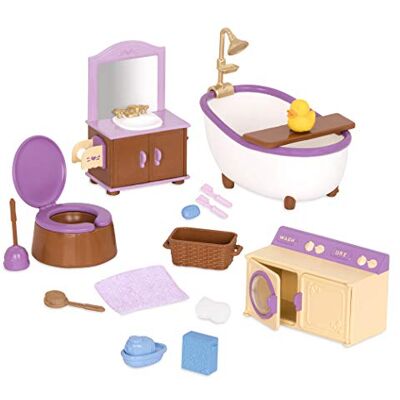 Li’l Woodzee Li'l Woodzeez Ensemble Salle de Bains et buanderie Meubles Jouets Jeu de Salle de Bain Ensemble de blanchisserie pour Jouets Petit Jeu pour Figurines 3 Ans et + Li’l Woodzee Li'l Woodzeez Ensemble Salle de Bains et buanderie Meubles Jouets Jeu de Salle de Bain Ensemble de blanchisserie pour Jouets Petit Jeu pour Figurines 3 Ans et +
