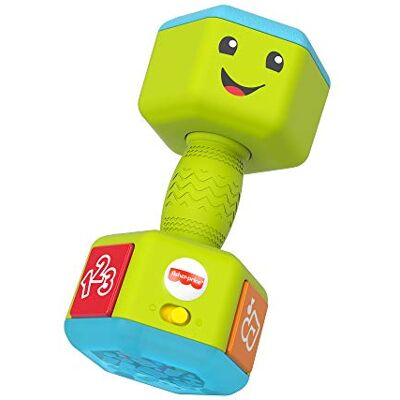 Fisher Price Laugh & Learn Countin' Reps Haltère – Édition anglaise britannique, hochet musical avec contenu d'apprentissage pour bébé et enfant de 6 à 36 mois, GRF30 Fisher Price Laugh & Learn Countin' Reps Haltère – Édition anglaise britannique, hochet musical avec contenu d'apprentissage pour bébé et enfant de 6 à 36 mois, GRF30