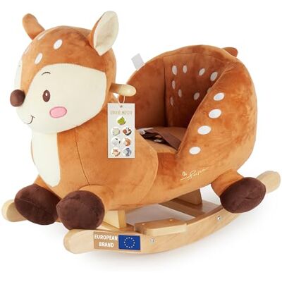 BIECO Chevreuil à bascule en peluche 60 cm Avec ceinture de sécurité Pour bébé À partir de 9 mois Cheval à bascule en bois BIECO Chevreuil à bascule en peluche 60 cm Avec ceinture de sécurité Pour bébé À partir de 9 mois Cheval à bascule en bois