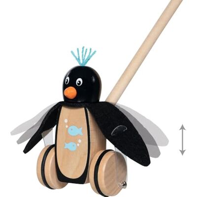 Goki 54840 Pingouin Pablo Pingouin en bois, avec bâton de poussée, jouet d'apprentissage pour l'intérieur et l'extérieur Goki 54840 Pingouin Pablo Pingouin en bois, avec bâton de poussée, jouet d'apprentissage pour l'intérieur et l'extérieur