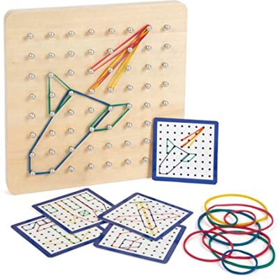 small foot wooden geoboard, play of shapes and colors, with 48 elastic bands and 23 design templates, from 3 years, 11977 small foot wooden geoboard, play of shapes and colors, with 48 elastic bands and 23 design templates, from 3 years, 11977