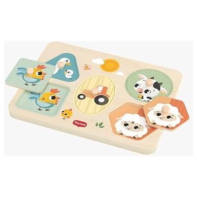 Tiny Love Mon premier puzzle musical en bois, adorables animaux de la ferme, sons d'animaux, soutient la motricité fine, la coordination œil-main et le développement cognitif précoce, Farmers Funday Tiny Love Mon premier puzzle musical en bois, adorables animaux de la ferme, sons d'animaux, soutient la motricité fine, la coordination œil-main et le développement cognitif précoce, Farmers Funday