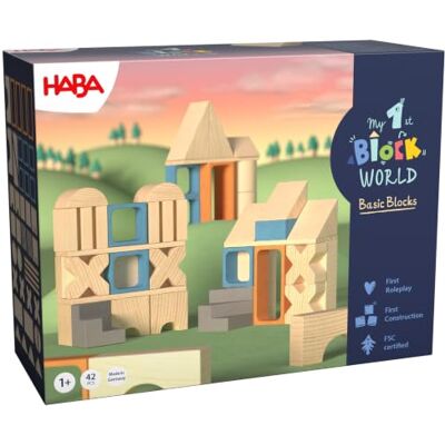 HABA Mon premier monde de blocs de construction Lot de 40 blocs de construction extra larges (40 pièces) en bois de hêtre durable Blocs de construction colorés pour les tout-petits à partir de 1 HABA Mon premier monde de blocs de construction Lot de 40 blocs de construction extra larges (40 pièces) en bois de hêtre durable Blocs de construction colorés pour les tout-petits à partir de 1