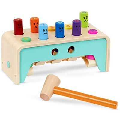 Battat Banc en bois avec marteau Banc de martelage avec piquets et maillet Jouet de développement coloré, 1 an et plus Battat Banc en bois avec marteau Banc de martelage avec piquets et maillet Jouet de développement coloré, 1 an et plus