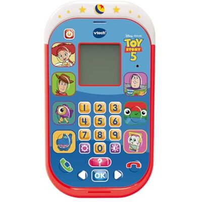 VTech Toy Story 5 Téléphone éducatif, jouets électroniques pour enfants à partir de 3 ans, 8 activités, clavier 10 chiffres et voix originale de Jessie, version ESP VTech Toy Story 5 Téléphone éducatif, jouets électroniques pour enfants à partir de 3 ans, 8 activités, clavier 10 chiffres et voix originale de Jessie, version ESP