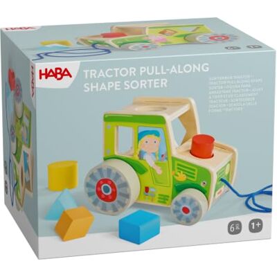 HABA Boîte de tri tracteur : jouet de motricité et tracteur à tirer à Puzzle de formes et jouets pour enfants en bois. Idéal comme cadeau pour les tout-petits à partir de 12 mois. HABA Boîte de tri tracteur : jouet de motricité et tracteur à tirer à Puzzle de formes et jouets pour enfants en bois. Idéal comme cadeau pour les tout-petits à partir de 12 mois.