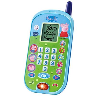 VTech Le téléphone Peppa Pig, mobile électronique interactif, simule une conversation téléphonique, voix de tous les personnages de la famille, activités et animations, taille unique (3480-523122) VTech Le téléphone Peppa Pig, mobile électronique interactif, simule une conversation téléphonique, voix de tous les personnages de la famille, activités et animations, taille unique (3480-523122)