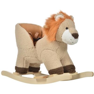 HOMCOM Cheval à Bascule Lion Musical 18-36 Mois 68L x 35l x 50H cm Marron Selle Grand Confort, Peluche Courte Douce, Bois peuplier, Pour Enfants HOMCOM Cheval à Bascule Lion Musical 18-36 Mois 68L x 35l x 50H cm Marron Selle Grand Confort, Peluche Courte Douce, Bois peuplier, Pour Enfants