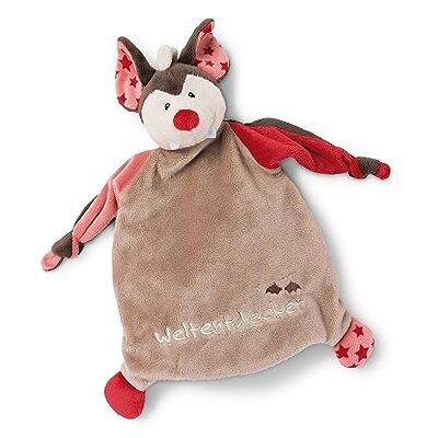 NICI 46735 Doudou pour bébé et enfant en bas âge Motif chauve-souris 25 x 25 cm à partir de 0 mois Gris/rouge NICI 46735 Doudou pour bébé et enfant en bas âge Motif chauve-souris 25 x 25 cm à partir de 0 mois Gris/rouge