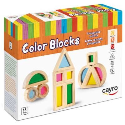 Cayro Blocs en Bois Colorés Jeu de Blocs de Construction pour Enfants pour Bébé à partir de 18 Mois Jeu Educatif Inspiré de la Méthode Montessori Cayro Blocs en Bois Colorés Jeu de Blocs de Construction pour Enfants pour Bébé à partir de 18 Mois Jeu Educatif Inspiré de la Méthode Montessori